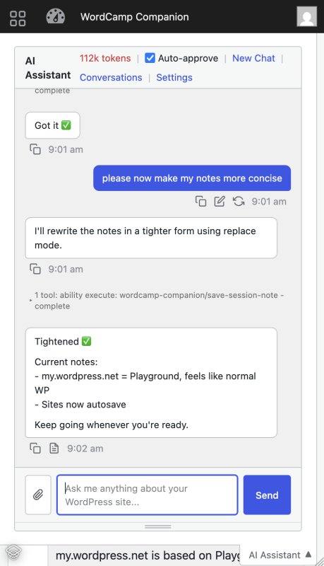 Afterwards the AI Assistant helps tightening your notes